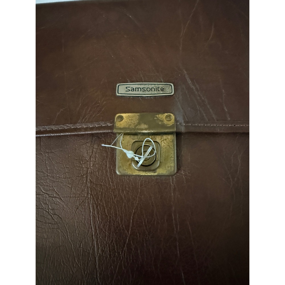 Samsonite Vintage 70's 80's Brown Leather Portfolio Briefcase Case Lock w/Key - Picture 2 of 5